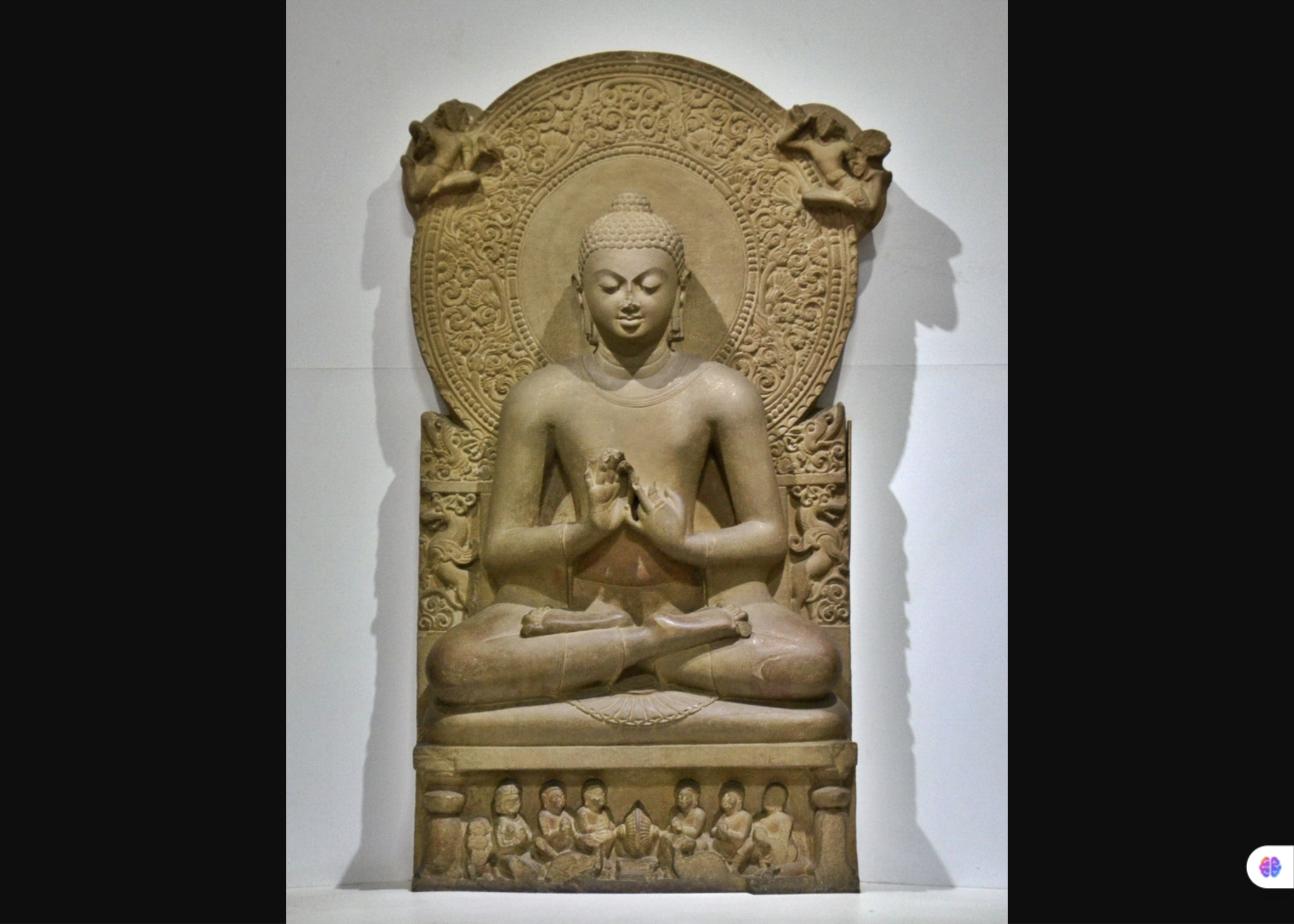 Tượng Đức Phật Thích Ca tại Bảo tàng Sarnath - Chuyển Bánh Xe Pháp